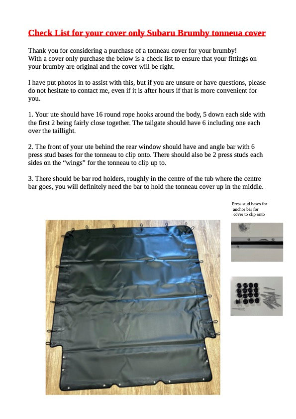 Subaru Brumby COVER ONLY 1982-current